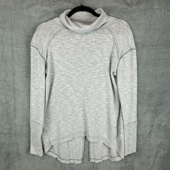 Free People Sweaters - We The Free People Sweater Womens Small Gray Turtleneck Split Open Back Boho